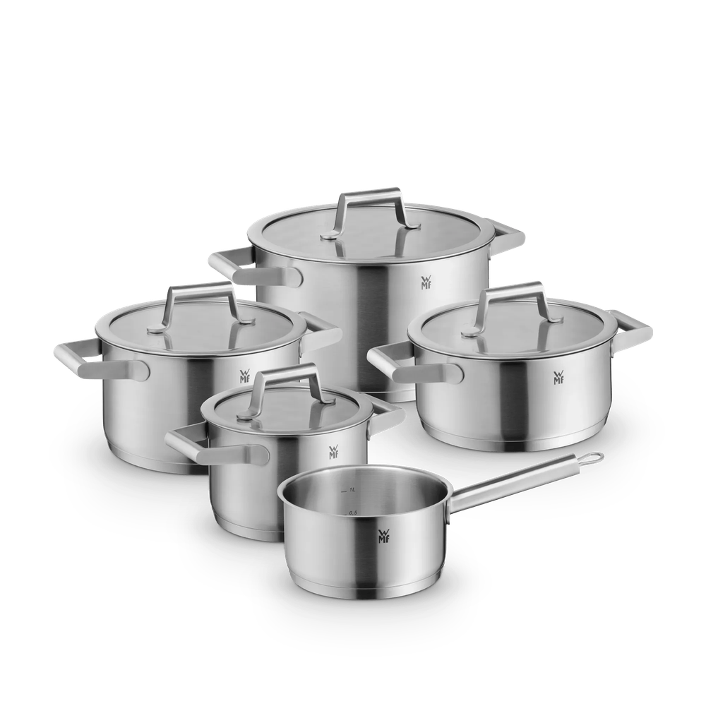 Set de 5 oale cu capac WMF Comfort Line, inductie, mat, Cromargan®