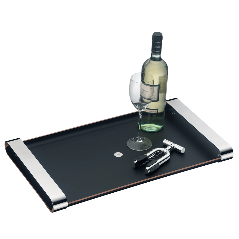 Tava de servire din lemn natural negru lacuit si Cromargan® WMF Club