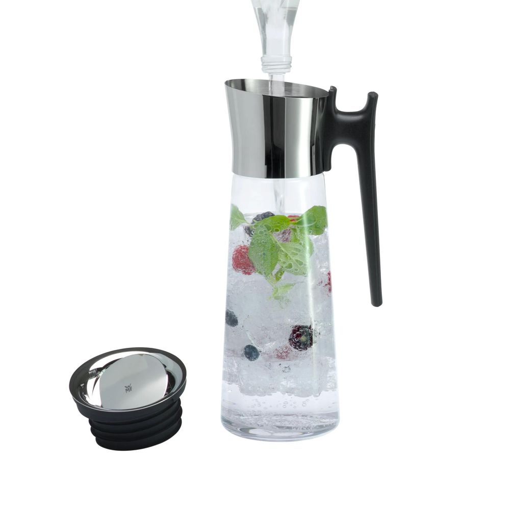 Carafa din sticla pentru apa WMF Basic, 1.5L, cu maner, negru