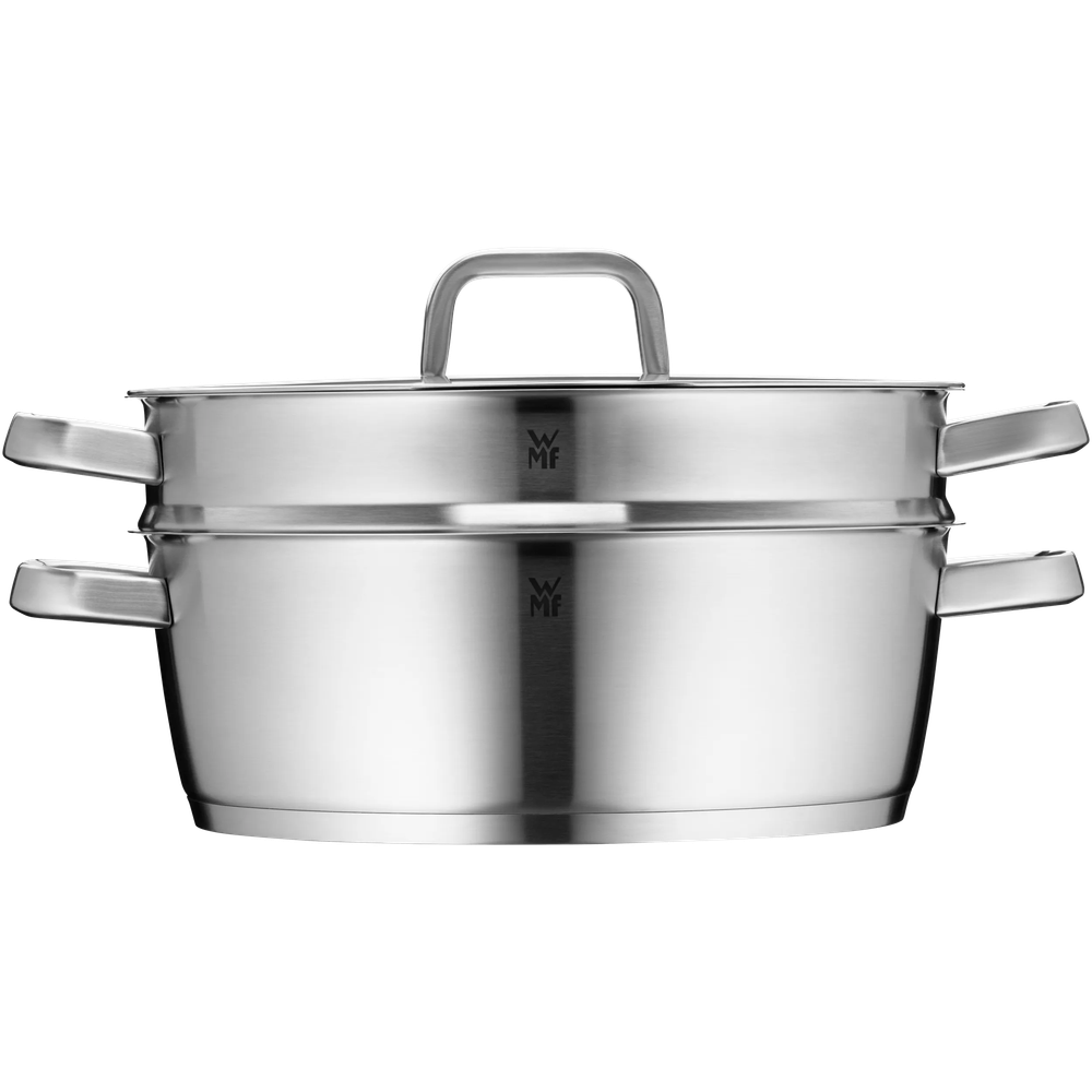 Oala cu capac si cos abur WMF Iconic, 28 cm, Cromargan®, inductie