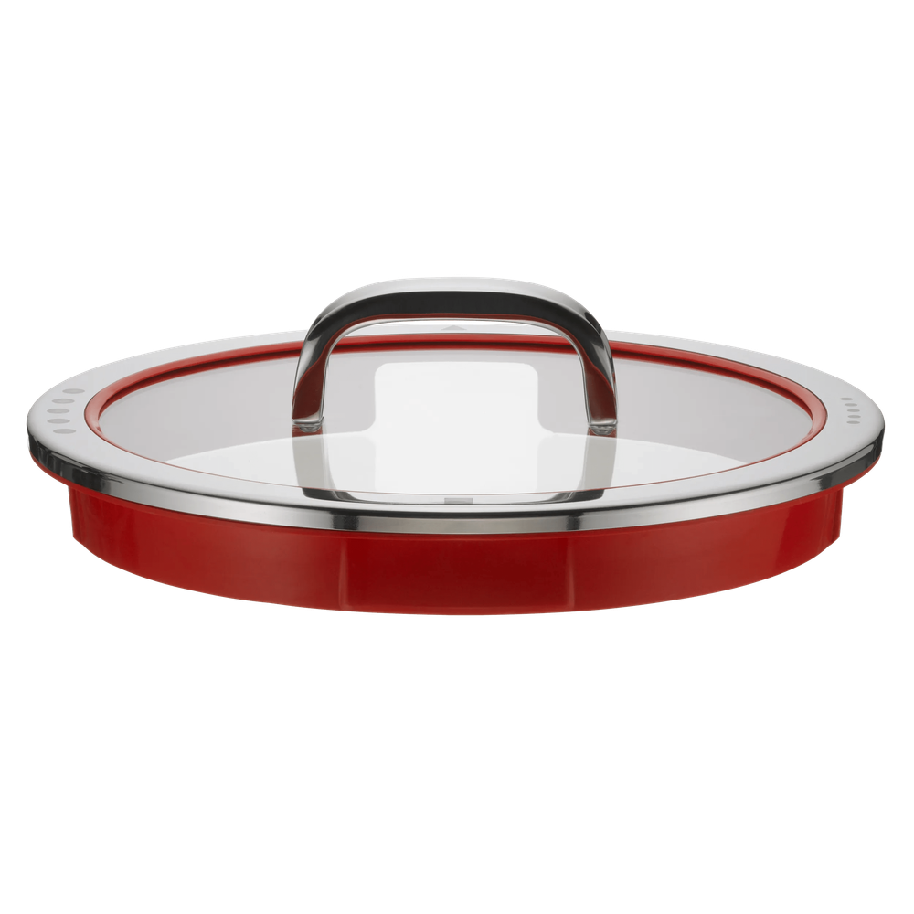 Capac de sticla WMF Function 4, 24 cm, 4 functii, Cromargan®, rosu