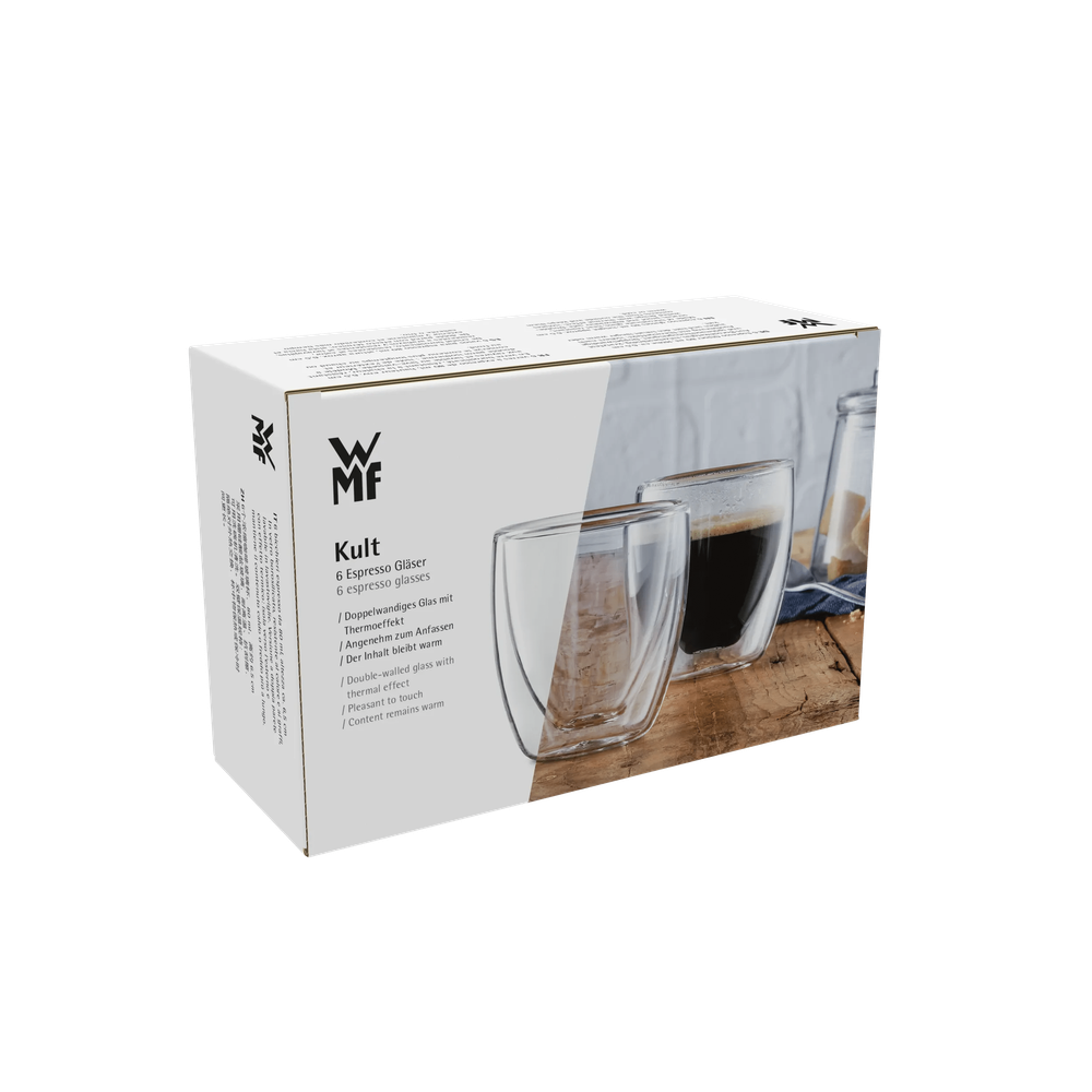 Set pahare pentru espresso WMF, 6 piese, pereti dubli, 80 ml