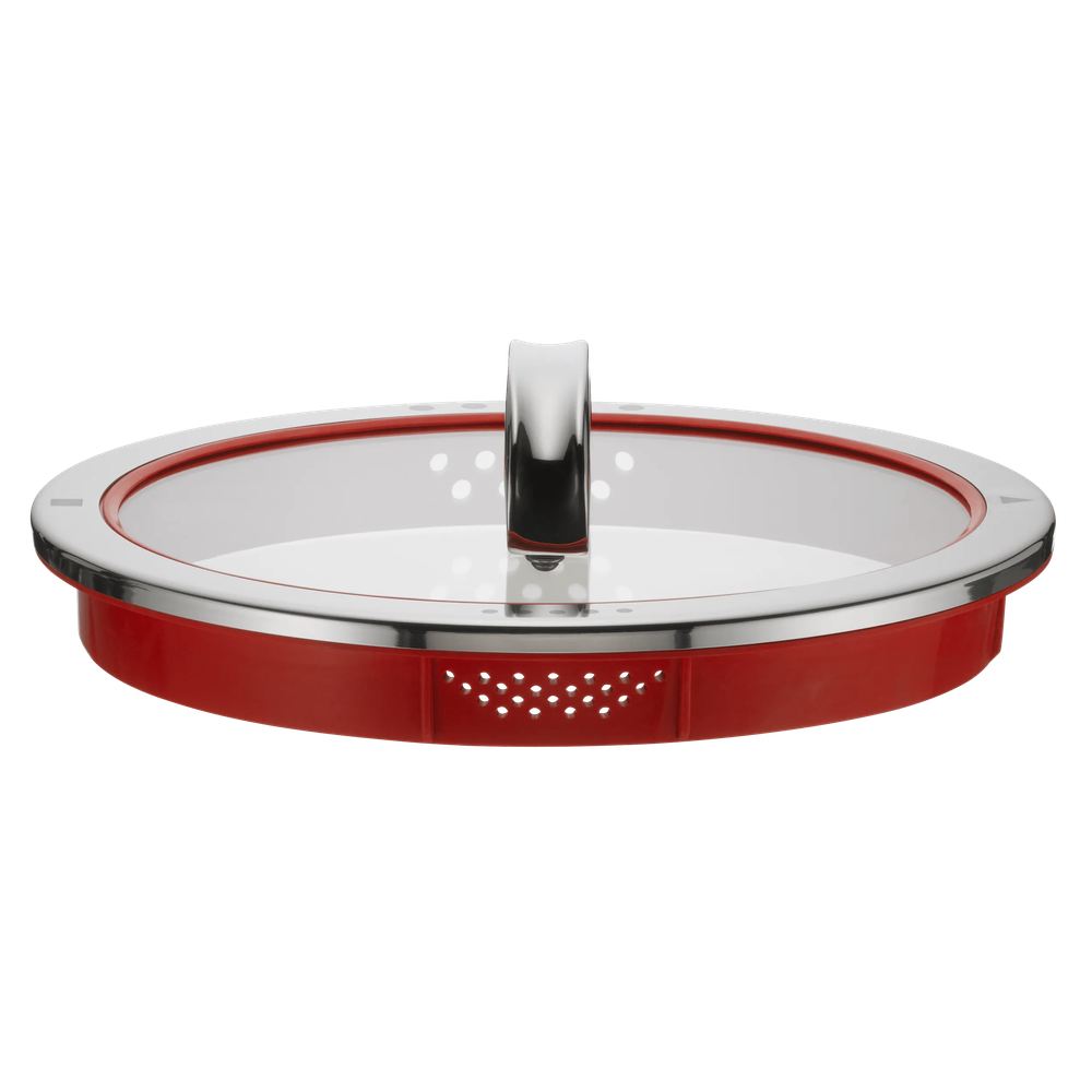 Capac de sticla WMF Function 4, 24 cm, 4 functii, Cromargan®, rosu