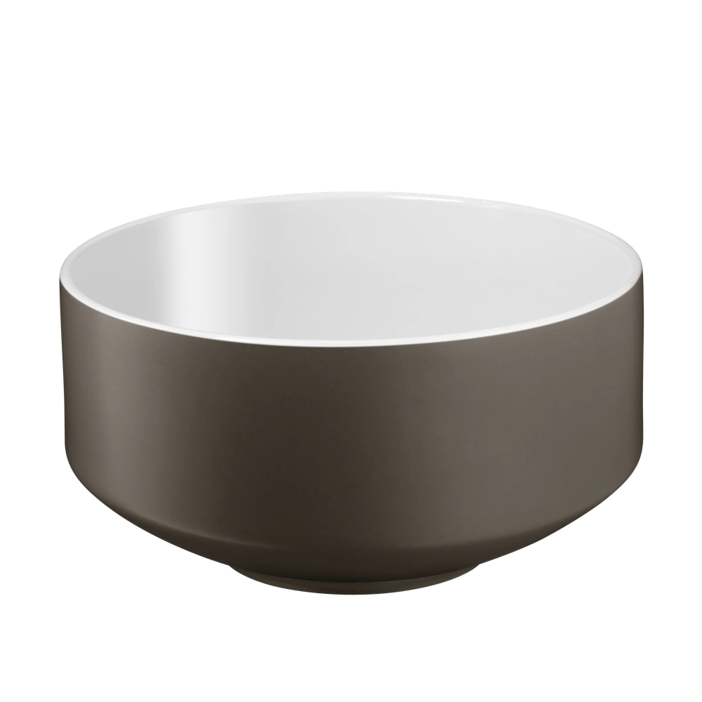 Set bol si linguri pentru salata WMF, portelan, alb & maro, 26 cm
