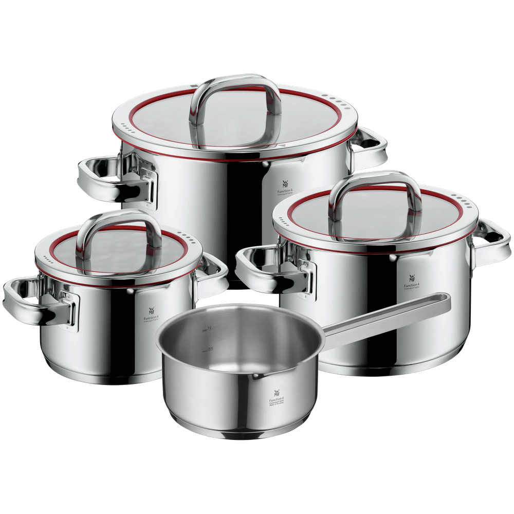 Set de 4 oale cu capac WMF Function 4, baza TransTherm®, Cromargan®