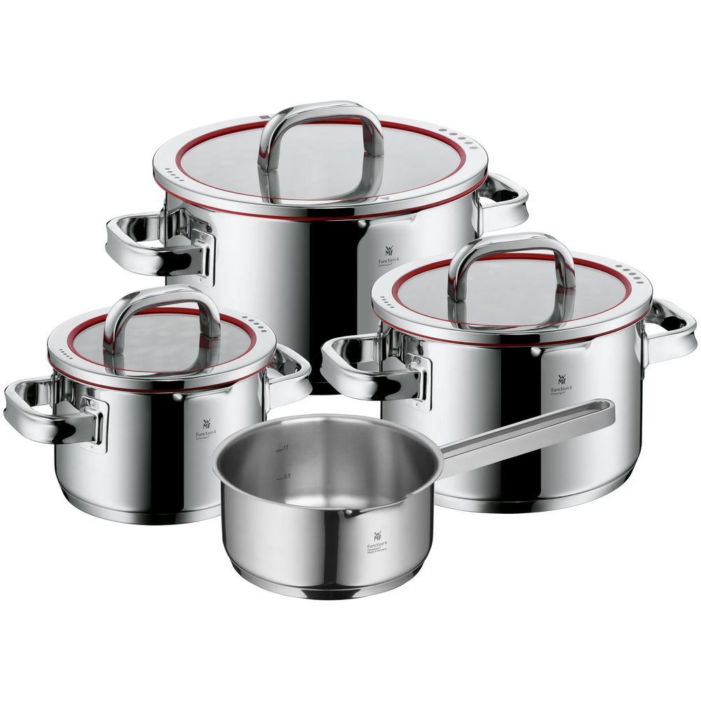 Set de 4 oale cu capac WMF Function 4, baza TransTherm®, Cromargan®