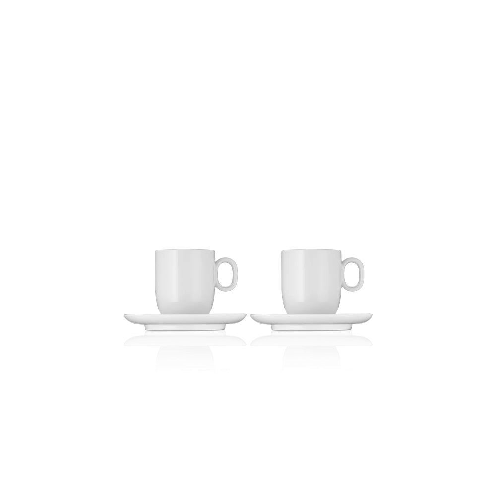 Set 2 cesti cu farfurii WMF Barista, 170 ml, portelan alb