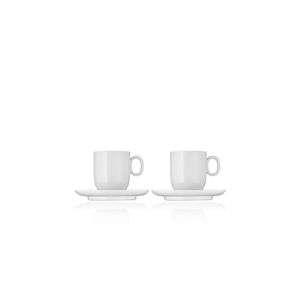 Set 2 cesti cu farfurii WMF Barista, 170 ml, portelan alb