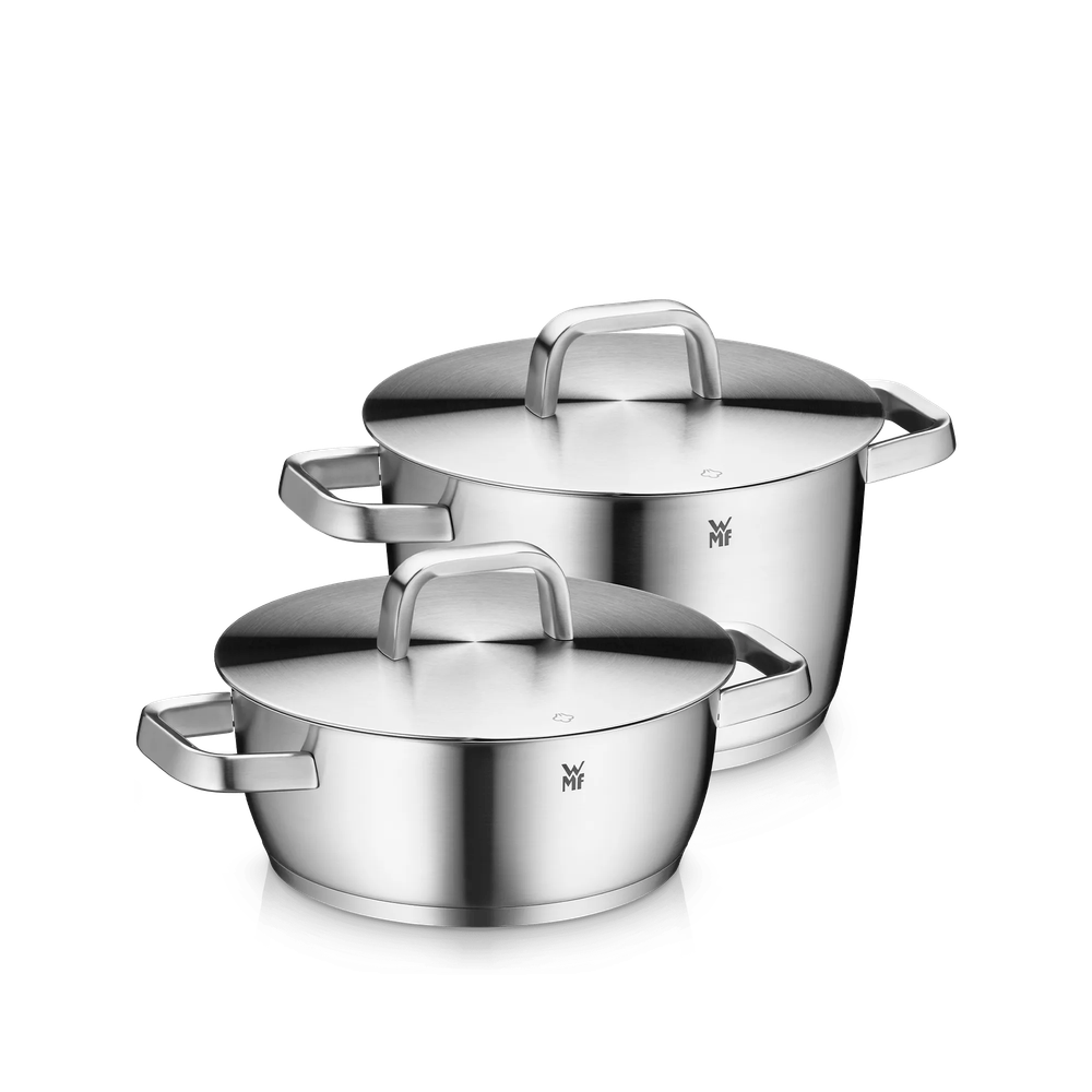 Set de 4 piese WMF Iconic cu capac, TransTherm®, Cromargan®, argintiu