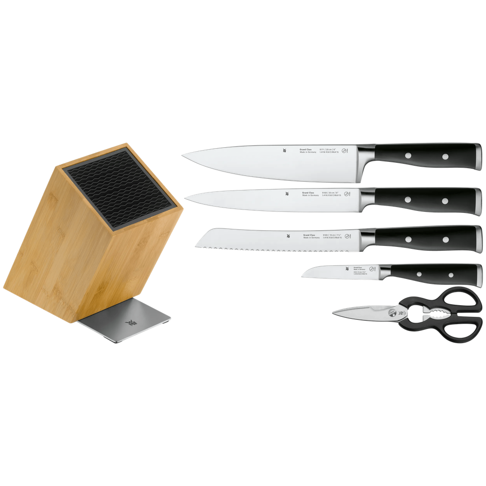 Set de 4 cutite si foarfeca WMF Grand Class, suport inclus