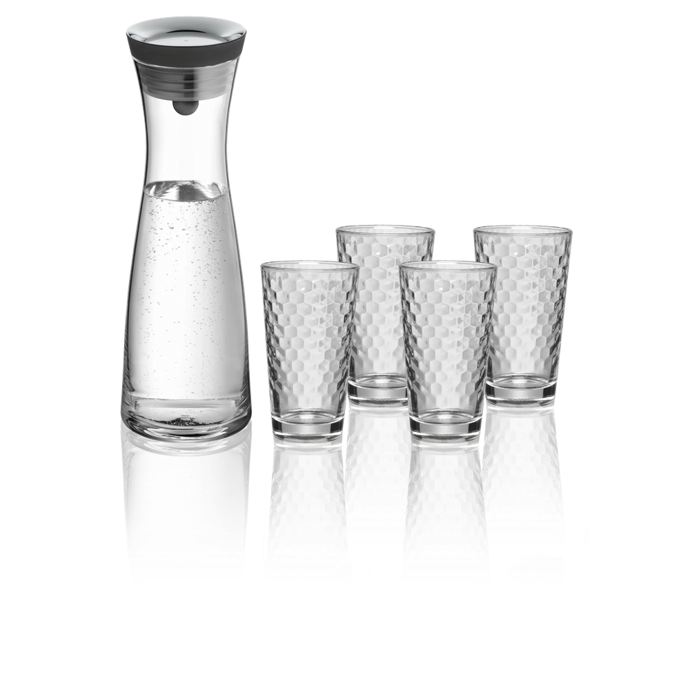 Carafa din sticla pentru apa cu 4 pahare WMF Basis, capac Cromargan®