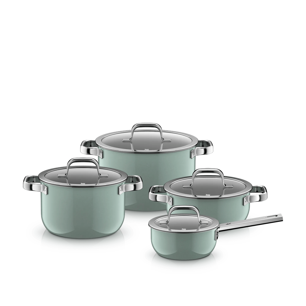 Set 4 oale cu capac WMF Fusiontec Mineral Pro, inductie, Eucalyptus