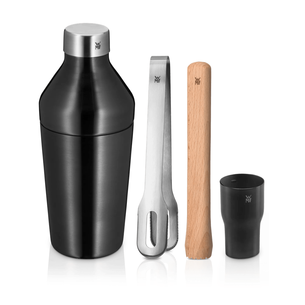 Set cocktail WMF Baric, 4 piese, shaker - masura - cleste - pistil