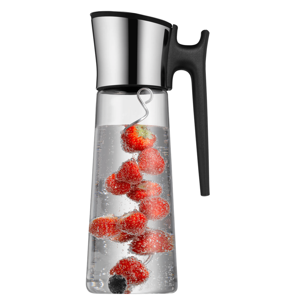 Carafa din sticla pentru apa WMF Basic, 1.5L, cu maner, negru