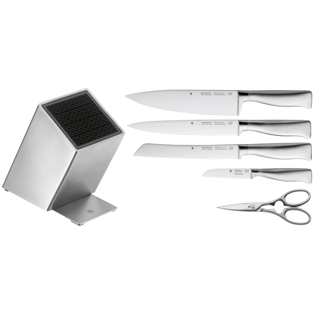 Set cutite si suport WMF Grand Gourmet, foarfeca inclusa, argintiu