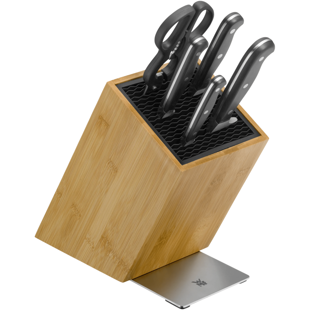 Set de 4 cutite si foarfeca WMF Spitzenklasse Plus, suport inclus
