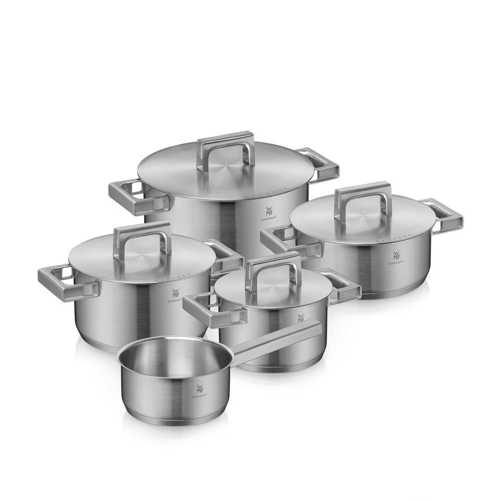 Set de 5 oale cu capac WMF Ultimate Cool+, inductie, Cromargan®