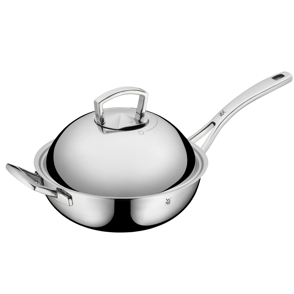 Tigaie wok cu capac WMF Multiply, 28 cm, Cromargan®, argintiu