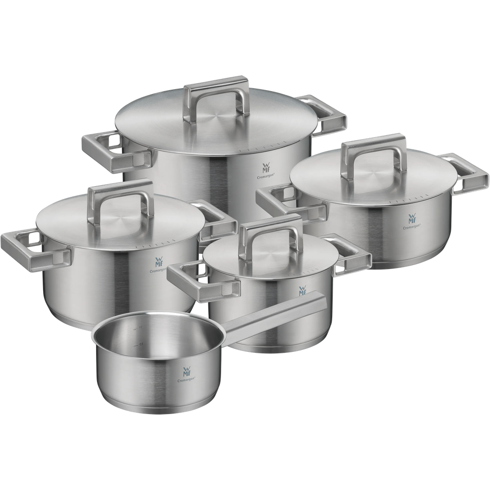 Set de 5 oale cu capac WMF Ultimate Cool+, inductie, Cromargan®