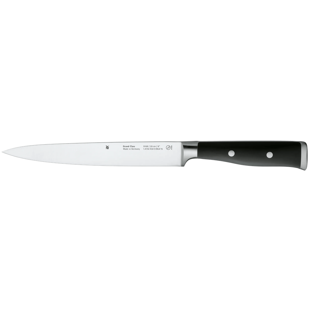 Set de 4 cutite si foarfeca WMF Grand Class, suport inclus, negru