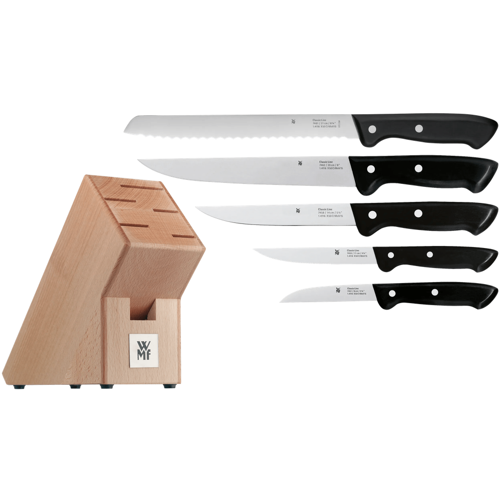 Set de 6 cutite WMF Classic Line, suport inclus