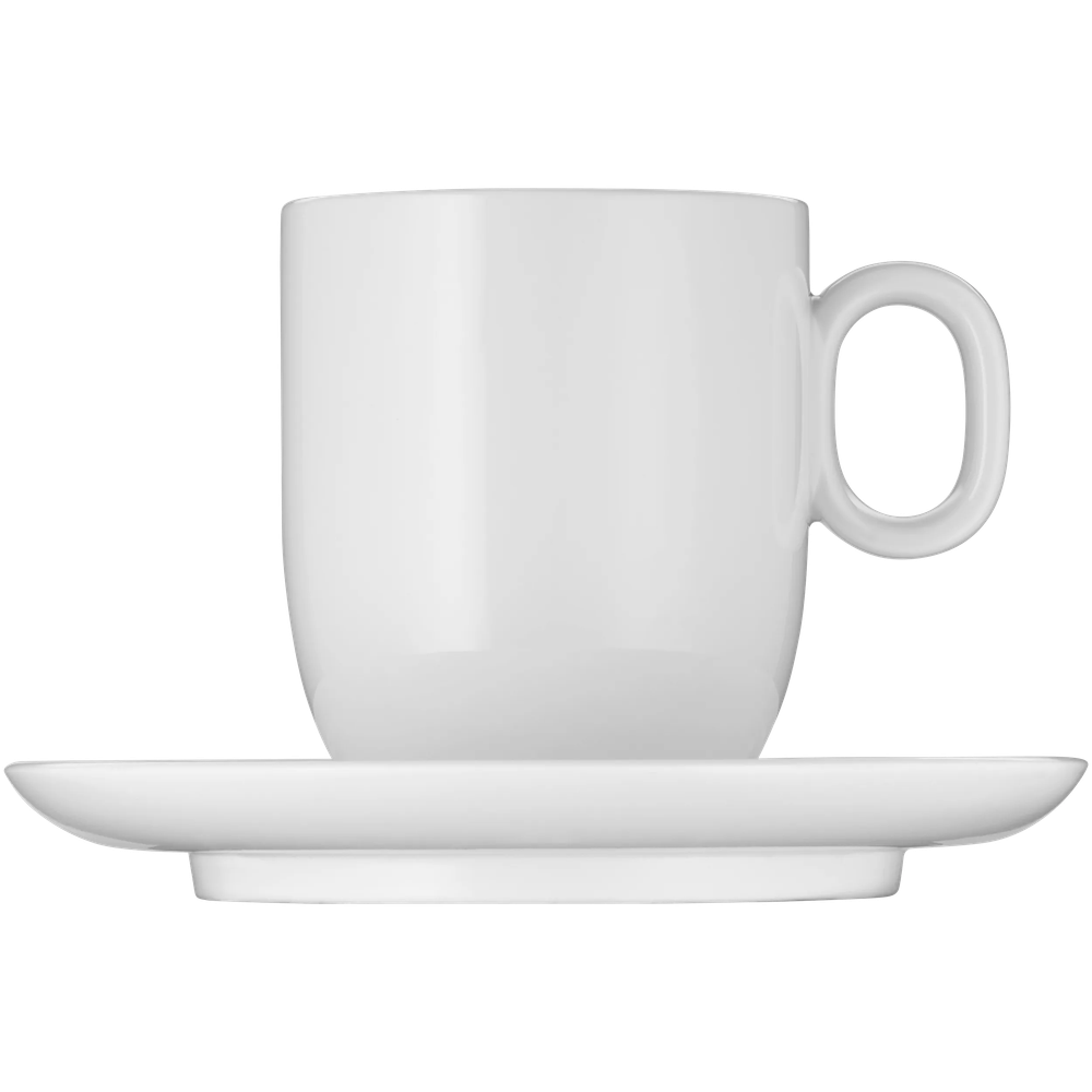 Set 2 cesti cu farfurii WMF Barista, 170 ml, portelan alb
