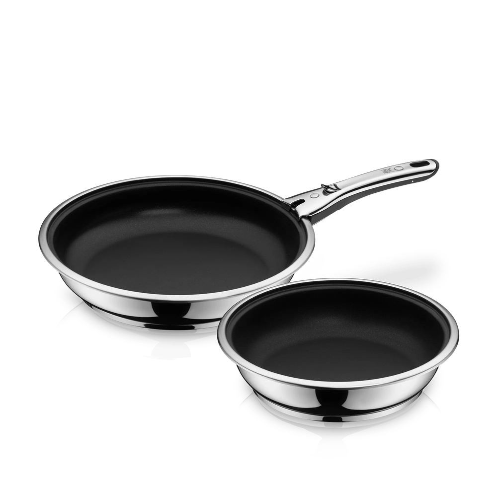 Set 2 tigai cu maner detasabil WMF Click&Serve, 24 - 28 cm, Cromargan®