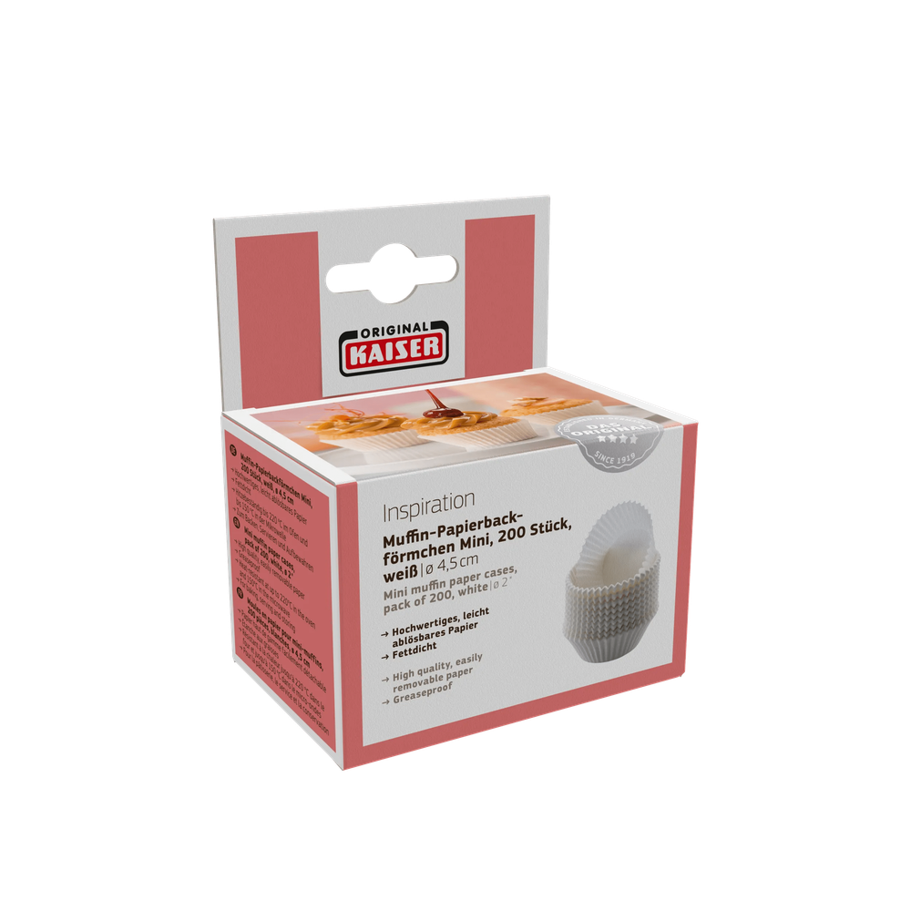 Set 200 forme pentru briose KAISER Inspiration, 4.5 cm, alb