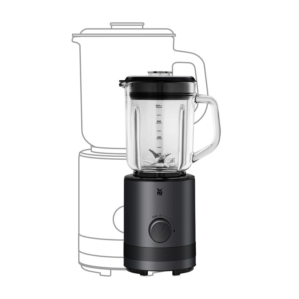 Blender WMF Kitchenminis, 400 W, 0.8 L, 5 viteze, sticla, negru