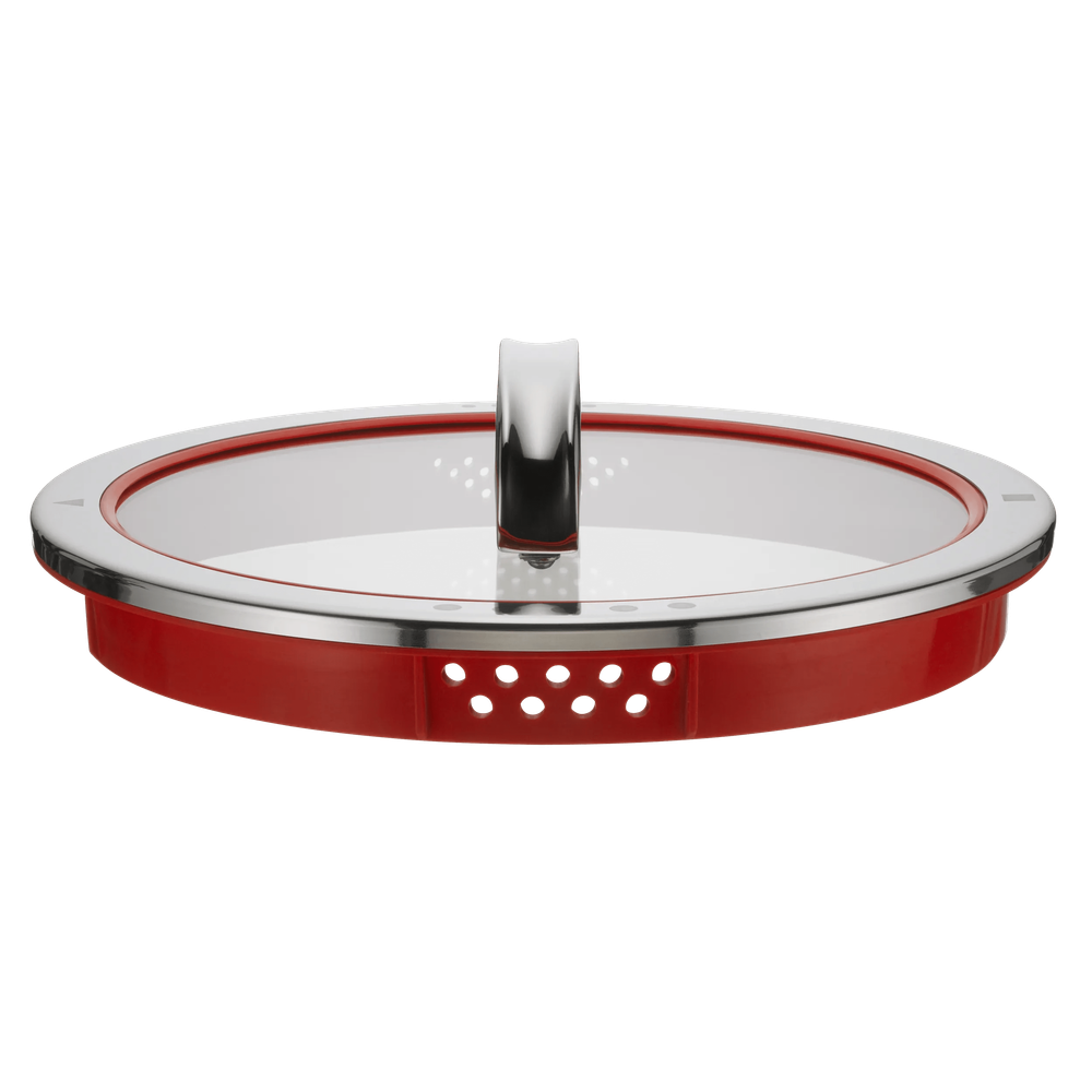 Capac de sticla WMF Function 4, 24 cm, 4 functii, Cromargan®, rosu