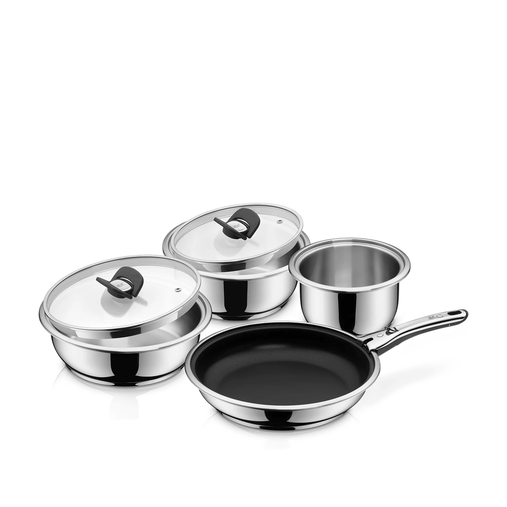 Set de vase de gatit WMF Click&Serve, 7 piese, Cromargan®, inductie