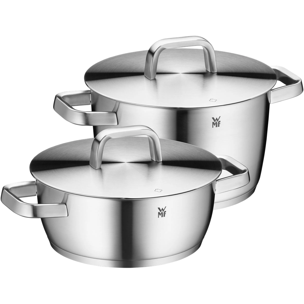 Set de 4 piese WMF Iconic cu capac, TransTherm®, Cromargan®, argintiu