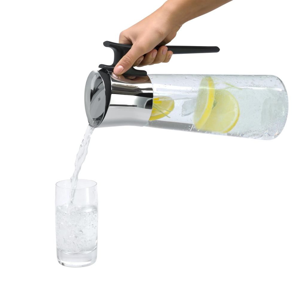 Carafa din sticla pentru apa WMF Basic, 1.5L, cu maner, negru