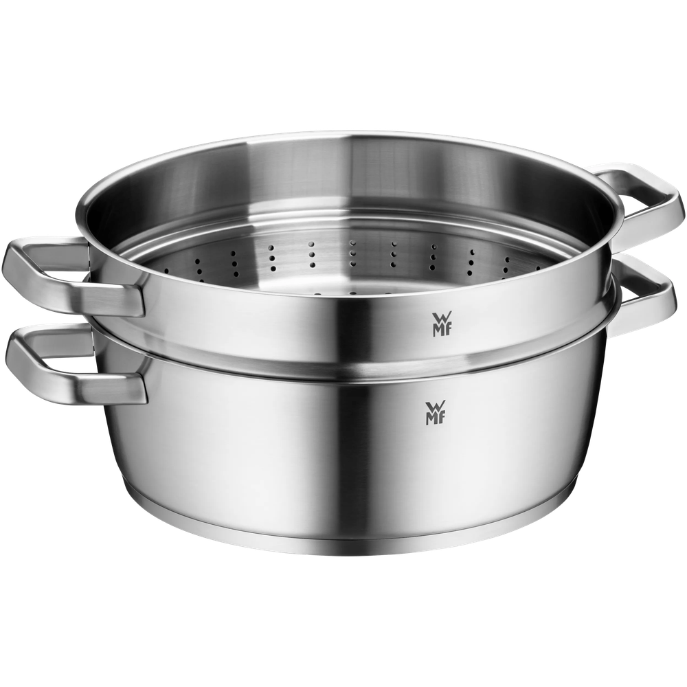 Oala cu capac si cos abur WMF Iconic, 28 cm, Cromargan®, inductie