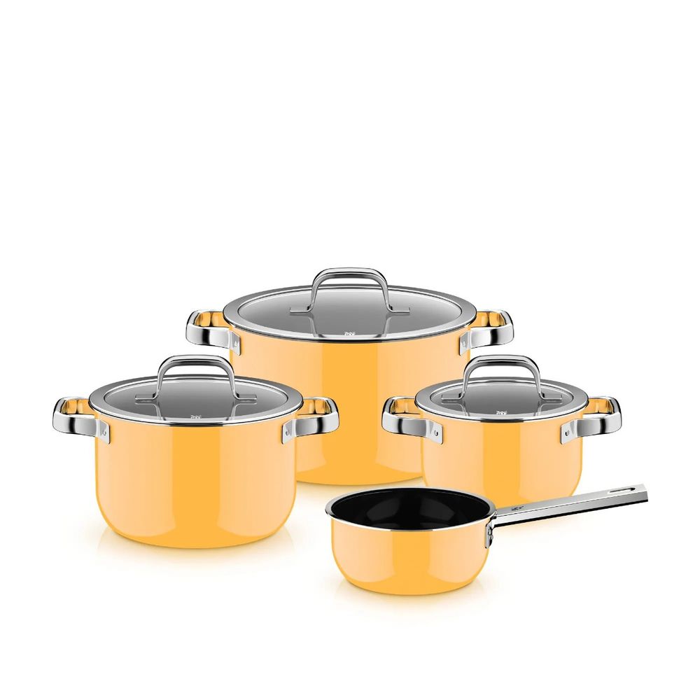 Set 4 oale cu capac WMF Fusiontec Mineral Pro, inductie, galben