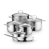 Set de 5 oale cu capac si 1 tigaie WMF Brilliant, inductie, Cromargan®
