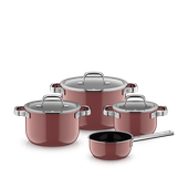 Set 4 oale cu capac WMF Fusiontec Mineral Pro, inductie, rose quartz