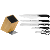 Set de 4 cutite si foarfeca WMF Spitzenklasse Plus, suport inclus