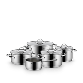 Set de 5 piese WMF Aparto, capac de sticla, margini turnare, argintiu