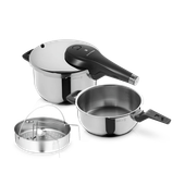 Set 2 oale sub presiune WMF Perfect Premium, 4.5L si 3L, Cromargan®