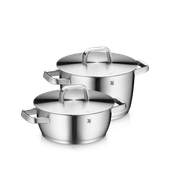 Set de 4 piese WMF Iconic cu capac, TransTherm®, Cromargan®, argintiu