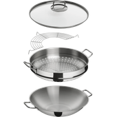 Set de 4 piese WMF Macao Wok, 36 cm, inductie