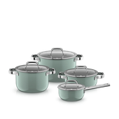 Set 4 oale cu capac WMF Fusiontec Mineral Pro, inductie, Eucalyptus