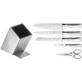 Set cutite si suport WMF Grand Gourmet, foarfeca inclusa, argintiu