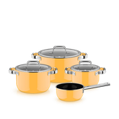 Set 4 oale cu capac WMF Fusiontec Mineral Pro, inductie, galben