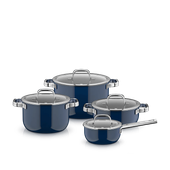 Set 4 oale cu capac WMF Fusiontec Mineral Pro, inductie, ocean blue