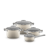 Set 4 oale cu capac WMF Fusiontec Mineral Pro, inductie, crem
