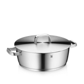 Oala cu capac WMF Iconic, 28 cm, Cromargan®, baza TransTherm®