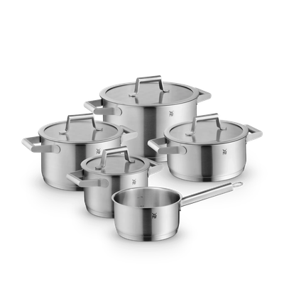 Set de 5 oale cu capac WMF Comfort Line, inductie, mat, Cromargan®