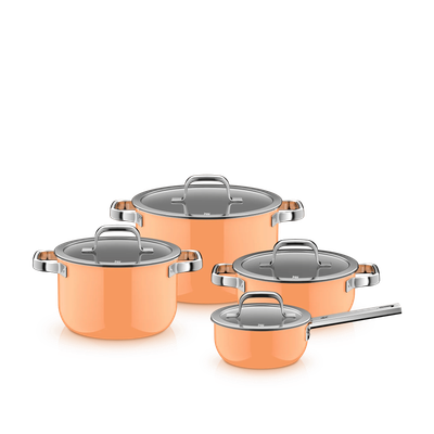Set 4 oale cu capac WMF Fusiontec Mineral Pro, inductie, portocaliu